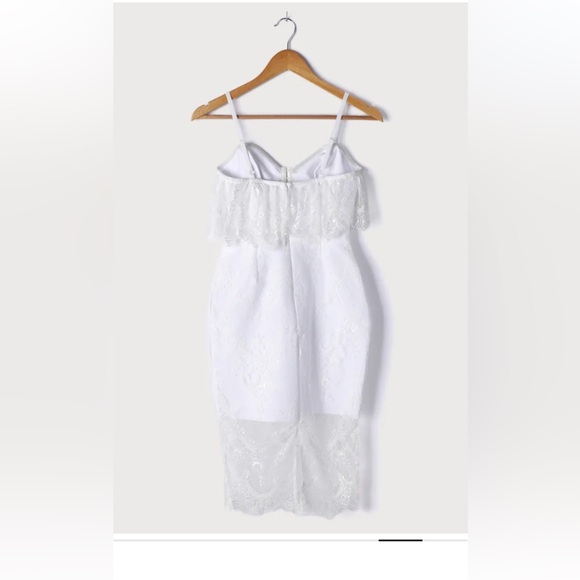 NWT Lulus White Lace Bodycon Midi Dress - Picture 7 of 12